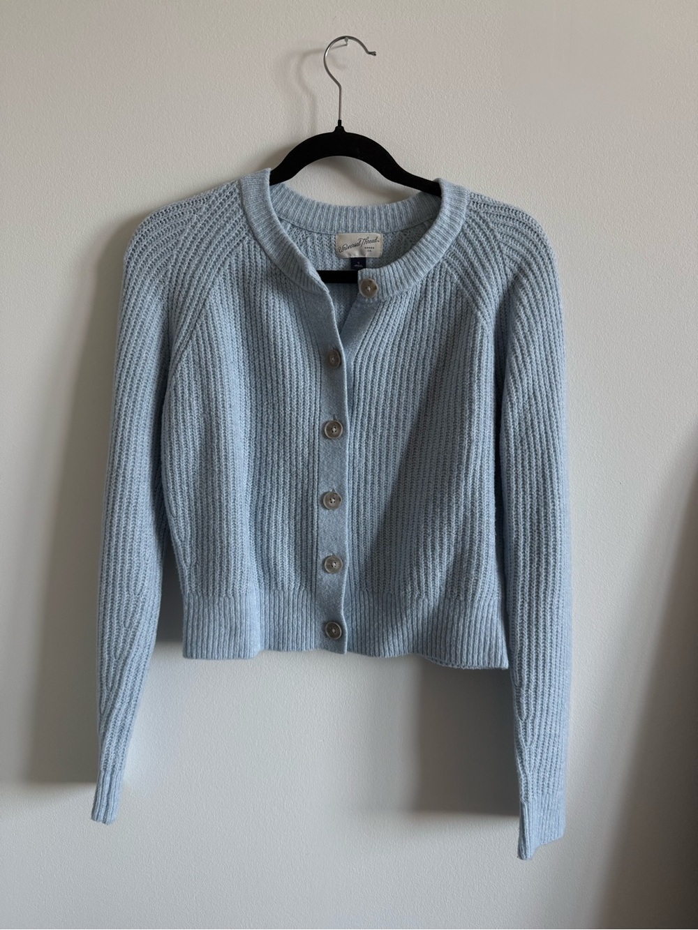 Universal Thread Light Blue Ribbed Button-Front Cardigan